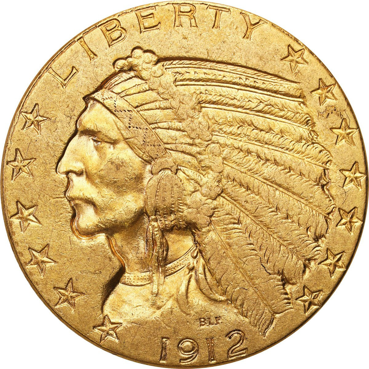 USA. Złote 5 dolarów 1912 INDIANIN